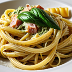 A plate of vibrant Italian pasta, such as carbonara or pesto, showcasing fresh ingredients and traditional cooking methods.