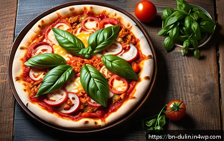 다문화 요리의 맛의 다양성 존중 - A vibrant fusion food scene showcasing an Italian pizza topped with spicy Mexican chili sauce, fresh...